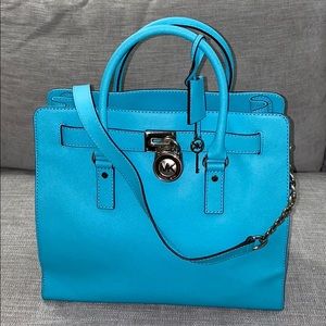 Michael Kors Large Hamilton Tile Blue Bag